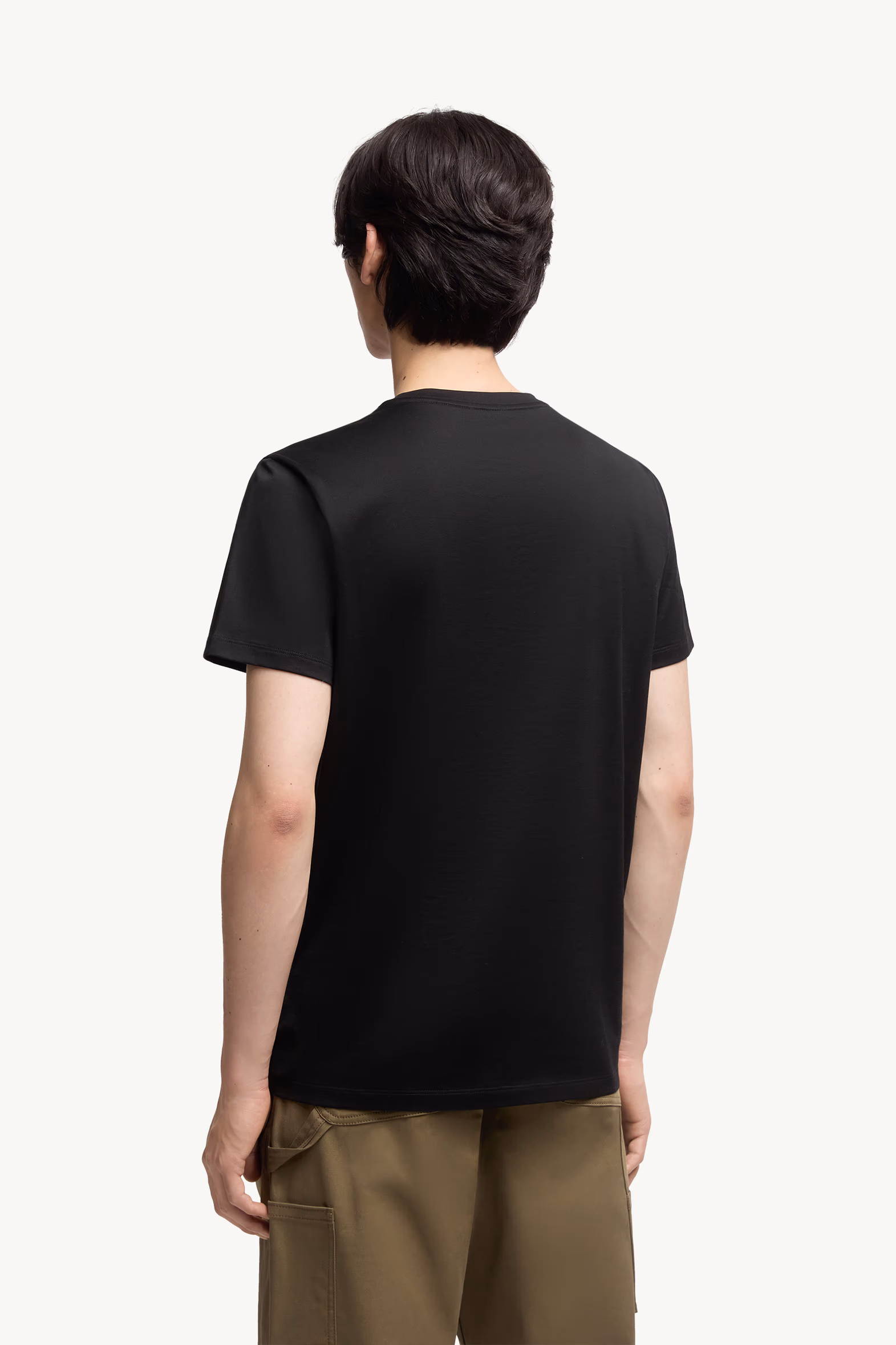 Double Logo Patch Cotton T-Shirt Men Black Moncler 5